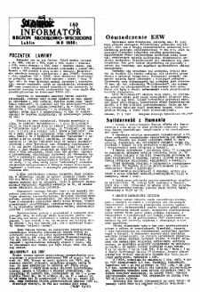 Informator. Region Środkowo-Wschodni „Solidarność”, Nr 150, 14.II.1988