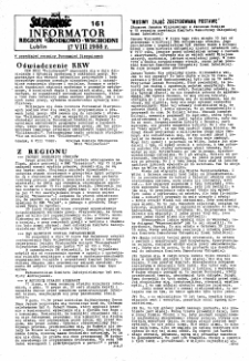 Informator. Region Środkowo-Wschodni „Solidarność”, Nr 161, 17.VIII.1988