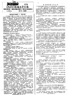 Informator. Region Środkowo-Wschodni „Solidarność”, Nr 175, 22.II.1989