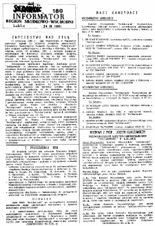 Informator. Region Środkowo-Wschodni „Solidarność”, Nr 180, 24.IV.1989