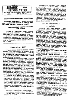 Informator. Region Środkowo-Wschodni „Solidarność”, Nr 168, 30.IX.1988