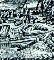 Budynek wodociągów i kanałów w Lublinie - fragment Widoku Lublina Hogenberga i Brauna