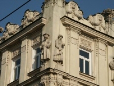 Kamienica przy Krakowskim Przedmieściu 57, róg ul. Wieniawskiej, w Lublinie, fragment elewacji