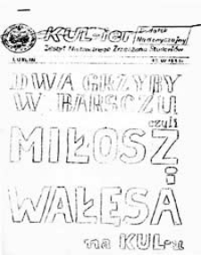 KUL-ier: zeszyt Niezależnego Zrzeszenia Student&oacute;w: dodatek nadzwyczajny (12 VI 1981 r.)