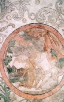 Fragment polichromii z Piwnicy pod Fortuną w Kamienicy Lubomelskich w Lublinie. Danae