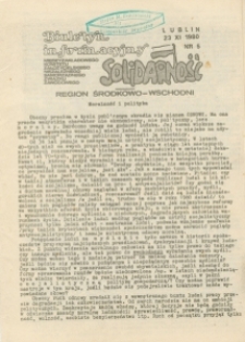 Biuletyn Informacyjny Międzyzakładowego Komitetu Założycielskiego NSZZ „Solidarność” Region Środkowo-Wschodni, Nr 5, 23.XI.1980