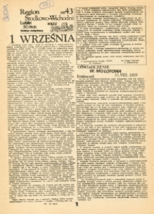Biuletyn Związkowy NSZZ „Solidarność” Region Środkowo-Wschodni, Nr 43, 30.VIII.1981