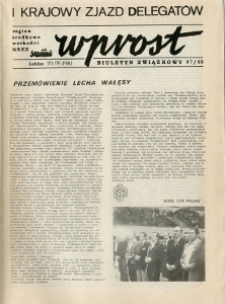 Biuletyn Związkowy „Wprost” Region Środkowo-Wschodni NSZZ „Solidarność”, Nr 47/48, 20.IX.1981