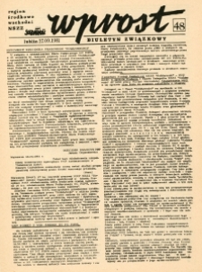 Biuletyn Związkowy &bdquo;Wprost&rdquo; Region Środkowo-Wschodni NSZZ &bdquo;Solidarność&rdquo;, Nr 48, 27.IX.1981