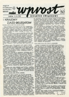 Biuletyn Związkowy „Wprost” Region Środkowo-Wschodni NSZZ „Solidarność”, Nr 50, 4.X.1981