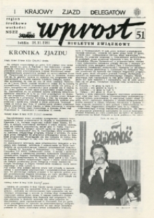Biuletyn Związkowy „Wprost” Region Środkowo-Wschodni NSZZ „Solidarność”, Nr 51, 18.X.1981