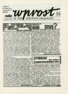 Biuletyn Związkowy „Wprost” Region Środkowo-Wschodni NSZZ „Solidarność”, Nr 55, 14.XI.1981