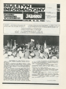 Biuletyn Informacyjny „Solidarność” Regionu Środkowo-Wschodniego, Nr 56, 16.XI.1981
