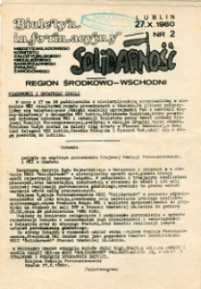 Biuletyn Informacyjny Międzyzakładowego Komitetu Założycielskiego NSZZ „Solidarność” Region Środkowo-Wschodni, Nr 2, 27.X.1980