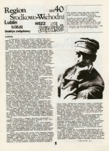 Biuletyn Związkowy NSZZ „Solidarność” Region Środkowo-Wschodni, Nr 40, 9.VIII.1981