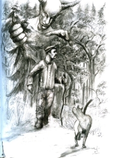 Diabeł w lesie, rysunek Roberta Sawy