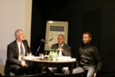 Zdzisław Kudelski i Norbert Wojciechowski podczas wieczoru wspomnieniowego "Miłosz w Lublinie"