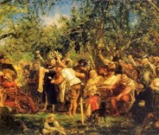 Fragment obrazu Jana Matejki przedstawiający akt nominacji w Rzeczpospolitej Babińskiej