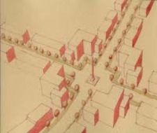 Perspektywa zabudowania placu na przecięciu Al. Zgodu i ul. Sowińskiego w Lublinie. Szkic perspektywiczny