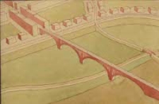 Widok wiaduktu nad rzeką Czech&oacute;wką w Lublinie. Szkic perspektywiczny