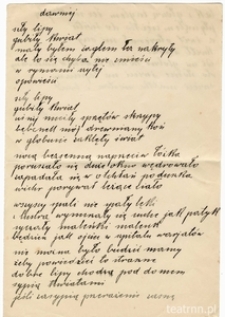 Wiersz "dawniej" J&oacute;zefa Czechowicza przepisany przez Michalinę Śliwicką