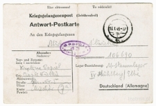 Karta pocztowa Michaliny Śliwickiej z obozu w Niemczech
