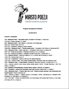 Szczeg&oacute;łowy program Festiwalu Miasto Poezji 2010