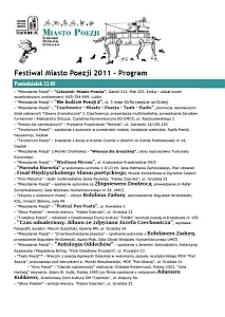 Szczegółowy program Festiwalu Miasto Poezji 2011