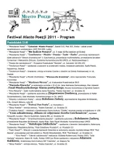 Szczeg&oacute;łowy program Festiwalu Miasto Poezji 2011