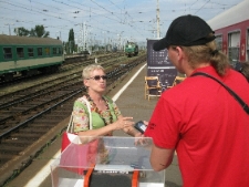 Nagranie relacji w ramach akcji Historia Mówiona podczas projektu Wagon Lublin 2010.