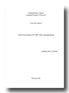 Teatr Provisorium 1975-1995. Zarys monograficzny