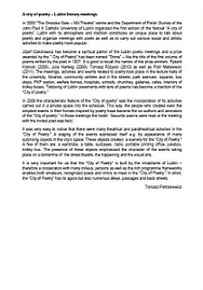 A city of poetry &ndash; Lublin literary meetings