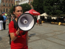 Akcja ulotkowa podczas projektu Wagon Lublin 2010 na Starym Mieście w Gdańsku.