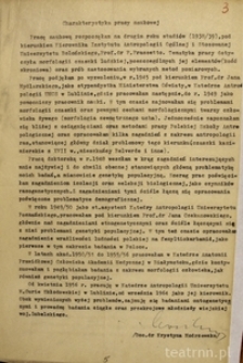 Charakterystyka własnej pracy naukowej sporządzona przez Krystynę Modrzewską w 1965 roku
