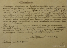 Oświadczenie Krystyny Modrzewskiej o fakcie zniszczenia przez nią w czasie wojny dokumentów poświadczających przebytą edukację