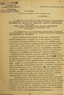 Opinia prof. F.Wokroja w sprawie nadania Krystynie Modrzewskiej tytułu profesora nadzwyczajnego
