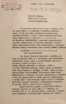 Wniosek Rady Wydziału Biologii i Nauk o Ziemi UMCS o nadanie Krystynie Modrzewskiej tytułu profesora nadzwyczajnego