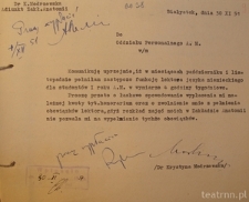 Pismo Krystyny Modrzewskiej do Oddziału Personalnego Akademii Medycznej w Białymstoku w sprawie wynagrodzenia za prowadzony lektorat z języka niemieckiego oraz zwolnienia z funkcji lektora