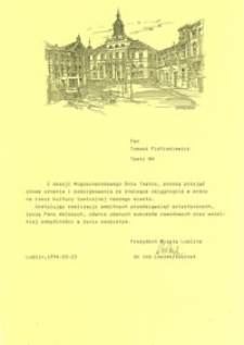 Dyplom dla Tomasza Pietrasiewicza z okazji Międzynarodowego Dnia Teatru