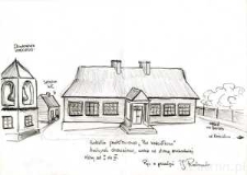 Rysunek szkoły podstawowej "pod kości&oacute;łkiem" w Puławach