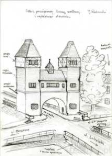 Rysunek bramy mostowej w Puławach