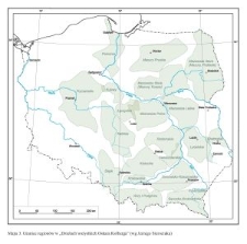 Mapa 3. Granice region&oacute;w w "Dziełach wszystkich Oskara Kolberga"