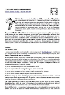 City of Poetry Festival - General Information