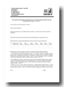 Kwestionariusz udostępniania relacji m&oacute;wionych z Archiwum Programu Historia M&oacute;wiona Ośrodka "Brama Grodzka - Teatr NN"