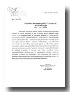 Pismo z Sekretariatu Oddziałowej Komisji Ścigania Zbrodni przeciwko Narodowi Polskiemu w Lublinie