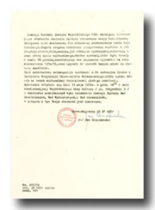 Pismo Przewodniczącego Komisji Kultury Zarządu Wojewódzkiego SZSP