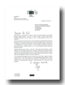 List Dyrektor Przedstawicielstwa Komisji Europejskiej Dyrekcji Generalnej ds. Komunikacji Społecznej p. Ewy Synowiec