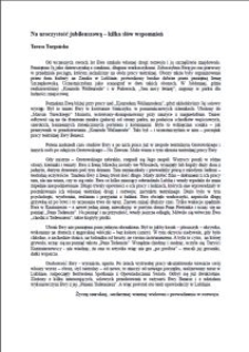 Na uroczystość jubileuszową &ndash; kilka sł&oacute;w wspomnień