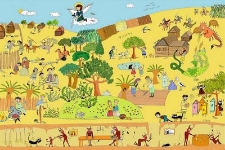 Układanka małoformatowa o legendach lubelskich i wierzeniach ludowych o zwierzętach. Plansza nr 1