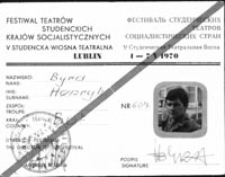 Karta Uczestnictwa V Studenckiej Wiosny Teatralnej